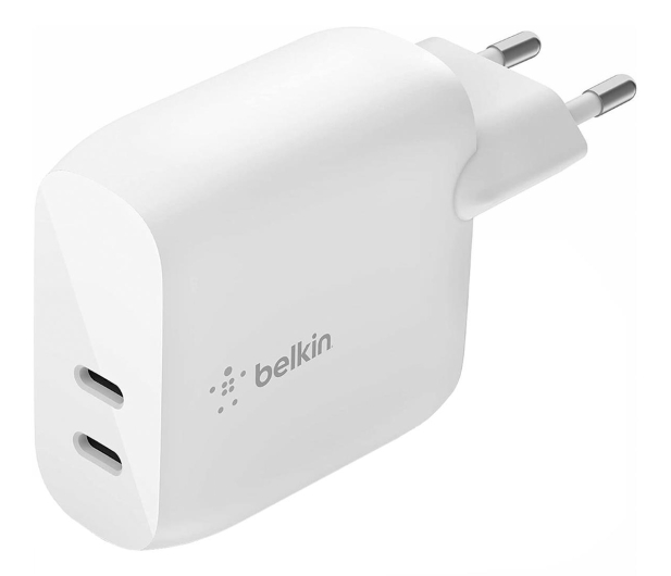 BELKIN Dwuportowa ładowarka BoostCharge 40W Dual 20W USB-C PD biała WCB006vfWH - 1118831 - zdjęcie